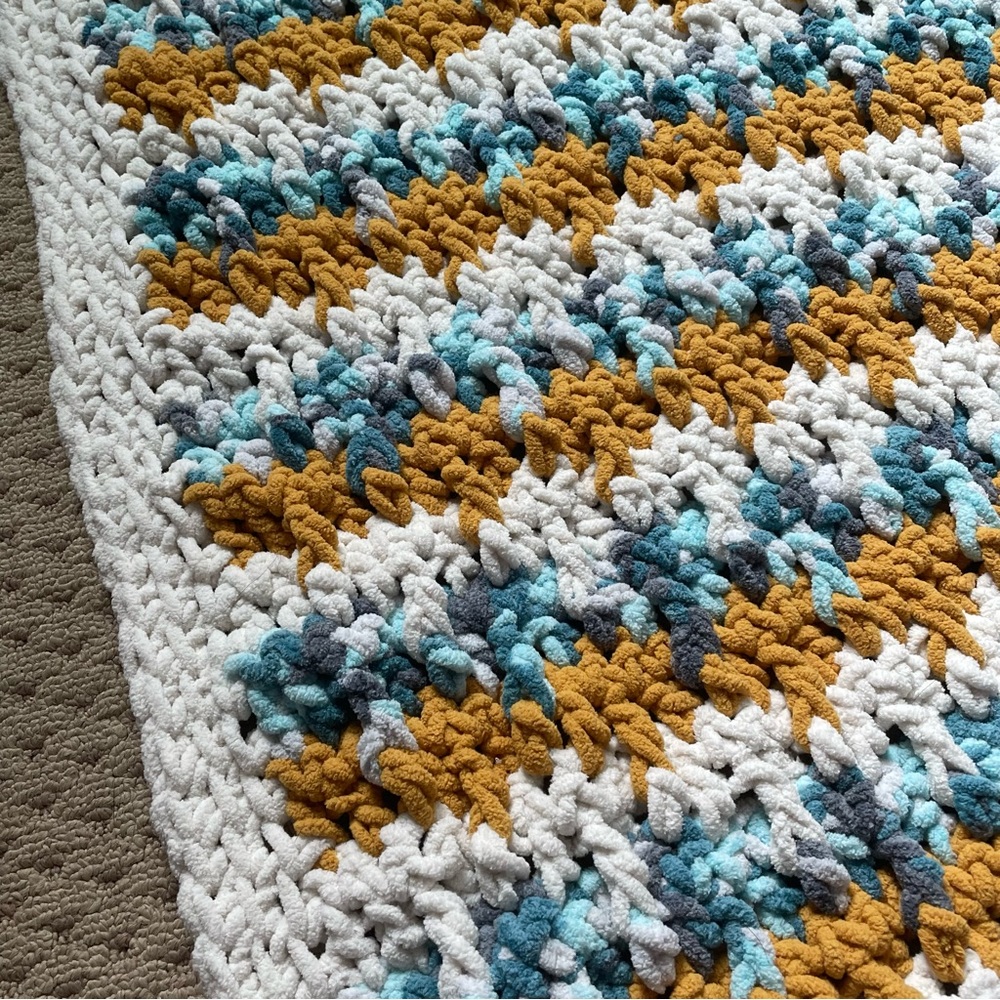 Handmade Jump Stripe Soft Squishy Multicolored Crochet Nursery Baby Blanket - Picture 7 of 7